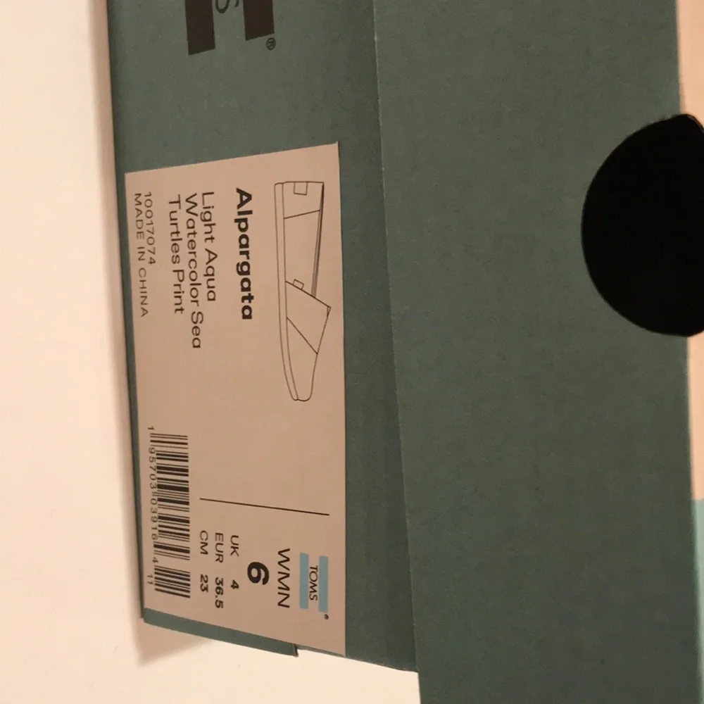 NWT TOMS ALPARGATA sea TURTLES SHOES 6 slip on light aqua - Picture 7 of 8